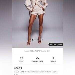 ASOS LUXE High Waist Cream Shorts